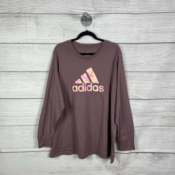 adidas Tops - Adidas Women's Plus Purple Graphic Long Sleeve T-Shirt Size 3X